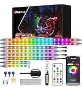 8Pcs Motorcycle Led Underglow Kit with Brake Turn Signal, Motorcycle RGB Lights with DITRIO APP/R...
