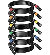 Tnlaile 6 Pack 25ft Color-Coded XLR Cables (Male to Female), OFC Microphone Cable for Recording M...