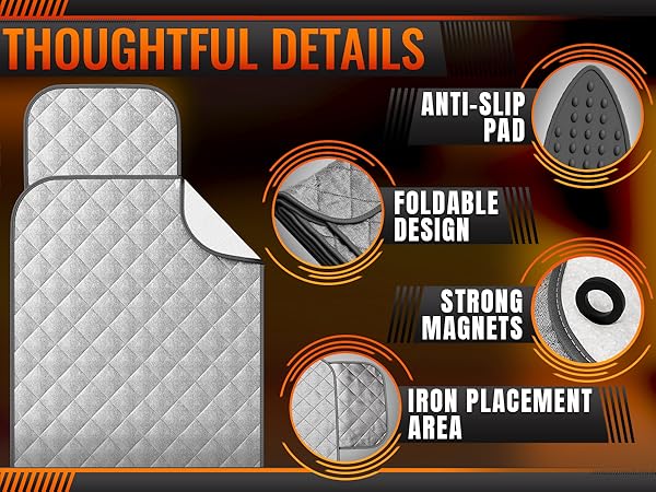 iron pad for table top showing anti slip base foldable design strong magnets and iron rest area