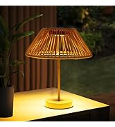 Solar Lamp Outdoor Indoor Rattan Table Lights, Brightness Led Outdoor Lights Solar Powered Waterp...