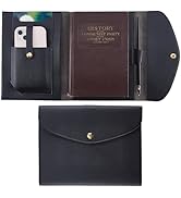 CRASPIRE A5 Leather Notebooks Cover for Black Journal Travelers Notebook with Card Slots Pen Hold...