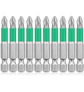 GRENPRO 10Pcs Magnetic Screwdriver Bits PH2 Phillips Bits Set,S2 Alloy Steel Anti-Slip Long Drill...