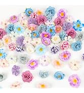 ATTGREAT Fake Flower Heads Mini Silk Flowrs Bulk Small Flower 3D Loose Faux Daisy Rose Sunflowers...