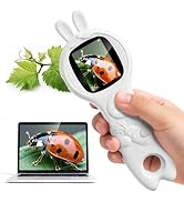 Kids Microscope,Easter Gift – White Rabbit Shaped Handheld Microscope with Screen, STEM Education...