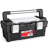 MAXPOWER 16-inch Tool Box with Removable Tray, Portable Toolbox with Stainless Steel Handle and D...