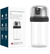 KTCHENDAO 2 in 1 Glass Salt Shaker with Side Pour Spout, Built-in Lid to Slow Down Dampness with ...
