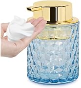 Fvstar 10 Oz Glass Hand Soap Dispenser with Pump, Refillable Bathroom Gold Foaming Soap Dispenser...