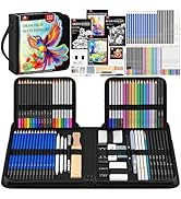 133 PCS Art Supplies Sketching Kit, Pro Drawing Pencils with Sketchbook, Coloring Book, Watercolo...