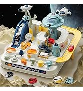 Fistone Kids Race Track Car Adventure Toy for Toddlers, Spaceship Puzzle Rail Track City Rescue P...