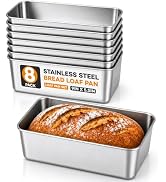 LINSIRON 8 Pack Loaf Pans for Baking Bread,9×5In Stainless Steel Loaf Pans | Bread Loaf Tins for ...