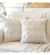 OTOSTAR Set of 2 Xmas Soft Plush Short Wool Velvet Decorative Throw Pillow Covers Square Luxury S...