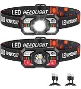 Staaricc Headlamp Rechargeable, LED Headlamp with Red Light, 2Pack Headlamps for Adults, Head Lam...