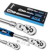 DISEN 3-Piece Extendable Flex-Head Ratchet Wrench Set with EVA Storage Case - 1/4