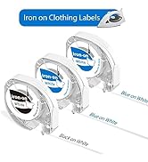 Iron on Name Tags for Clothing, Fabric Labels Compatible with Dymo Letratag Refills and Phomemo P...