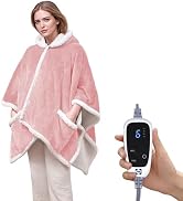 Sealy Heated Throw Wearable Shawl Wrap with Pockets, Reversible Flannel to Sherpa Electric Blanke...