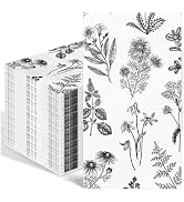 100PCS Black Floral Paper Napkins 3 Ply Disposable Hand Towels for Bathroom Vintage Wildflower Gu...