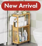AmazerBath Toilet Paper Holder Storage Bamboo Bathroom Shelf