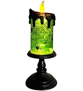 Eldnacele Halloween Snow Globe Candles Lighted Lamp, Battery Operated Spooky Spinning Water Glitt...
