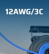 DEWENWILS Heavy Duty Cord Reel, 40FT Retractable Extension Power Cord, 12AWG/3C SJTOW, 3-Lighted ...