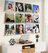 Gotega 12 Pack Vinyl Record Shelf Wall Mount, 12 inch Album Record Holder Display, Clear Acrylic ...