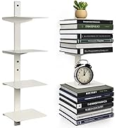 ART-GIFTREE Invisible Floating Bookshelf for Wall Mounted, 4 Tier Vertical Spine Book Tower, 2 Pa...