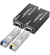 ENIANHUA A Pair of Gigabit Single Mode LC Fiber Media Converter with 2 Pre-Paired 1.25G SFP BiDi ...