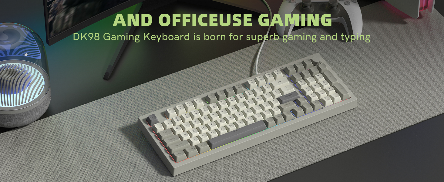 Wired Gaming Keyboard Creamy Membrane with Rainbow RGB Backlight - Quiet,Volume Knob,Retro Keycap