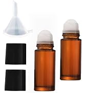 2Pcs Brown 30ml Glass Essential Oil Roller Bottles,Perfume Roller,Refillable Roll on Bottles Cont...