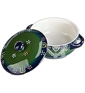 Gnlnkn Creative Vintage Painted Household Ceramic Double Ear Soup Bowl With Lid