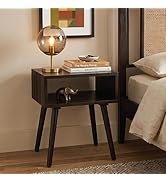 AV CONNECT Veyna Solid Wood Nightstand, Acacia Wood Bedside Table, Mid Century Modern Side End Ta...