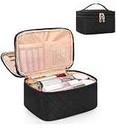 Relavel Travel Makeup Bag, Large Cosmetic Bag with Separate Makeup Brush Compartment, Cute Make U...