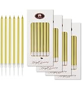 Beanlieve 24 Count Birthday Candles - Long Thin Cake Candles Slow Burning Candles for Birthday, W...