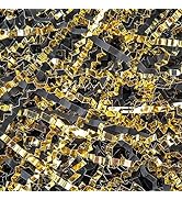 Caleihd Crinkle Cut Paper Shred Filler 5.3OZ Gold&Black Metallic Paper Gift Boxes Filler Gift Wra...