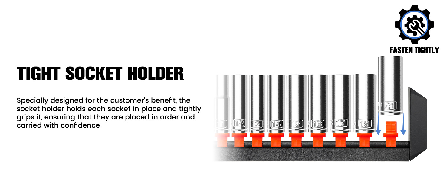 10PCS 3/8” Drive Deep Impact Socket Set, Metric(10mm-21mm)