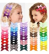 XIMA Mini Hair Bows Clip for Baby Girls,2.7inch 30colors Grosgrain Ribbon Kont Bows Toddler Hair ...