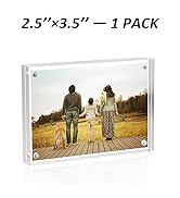 Sezanrpt Acrylic Picture Frames 2.5x3.5 inches, Clear Double Sided Magnetic Photo Block Frame,Des...