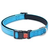 Reflective Dog Collar with Buckle Adjustable Safety Nylon Collars for Small Medium Large Dogs, Bl...