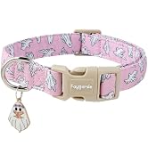 Faygarsle Pink Ghost Pattern Dog Collar with Charm, Halloween Pet Necklace, Adjustable Collar for...