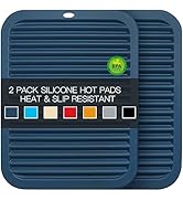 2 Pack Silicone Mats for Kitchen Counter, 9x12''Silicone Trivets for Hot Pots and Pans Hot Pads f...