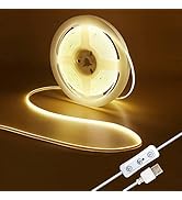 GLPE COB LED Strip Lights USB Powered,10Ft 960LEDs White Rope Lights Indoor,Dimmable Backlight Ta...