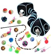 GONPETGP Cat Toys for Indoor Cats, Kitten Toys Set, Collapsible Pet Tunnel Cube Tent Toys, Intera...