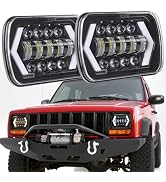 HMCYCI Pair H6054 5x7 7X6 LED Headlights Sealed High/Low DRL Beam Compatible with Ford E-100 E-15...