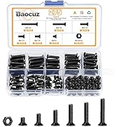 275 Pcs M4 Black Flat Head Machine Screws and Hex Nuts Kit Carbon Steel Countersunk Head Phillips...