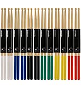 Suwimut 12 Pairs Drum Sticks with Non-Slip Rubber Handle, Classic 5A Maple Wood Tip Drumsticks fo...