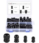 CGELE Cable Gland 38 Pcs NPT Plastic Waterproof Cable Pass Through 1/4" 3/8" 1/2" 3/4" Strain Rel...