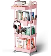 Sorgion 4 Tier Small Rolling Cart Organizer,Art Craft Diaper Bedside Snack Cart Laundry Room Bath...