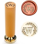 YOLAKIS Botanical Alphabet W Wax Seal Stamp with Initial Wood Handle Vintage Floral Leaves Brass ...