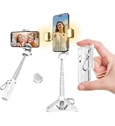 Portable Selfie Stick Tripod with Dual Fill Lights & Bluetooth Remote – 3-in-1 Pocket Size Phone ...