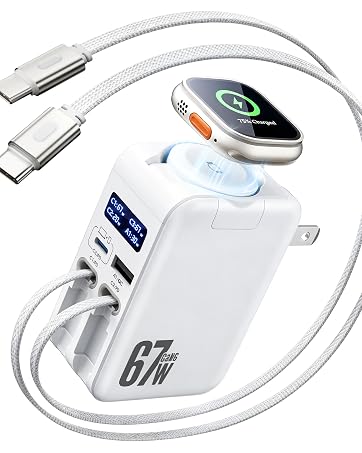 5-in-1 retractable iphone wall charger USB C plug