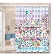 Tokidoki Waterproof Shower Curtain Cute Candy Carnival Bath Shower Curtain with Holder for Bathro...